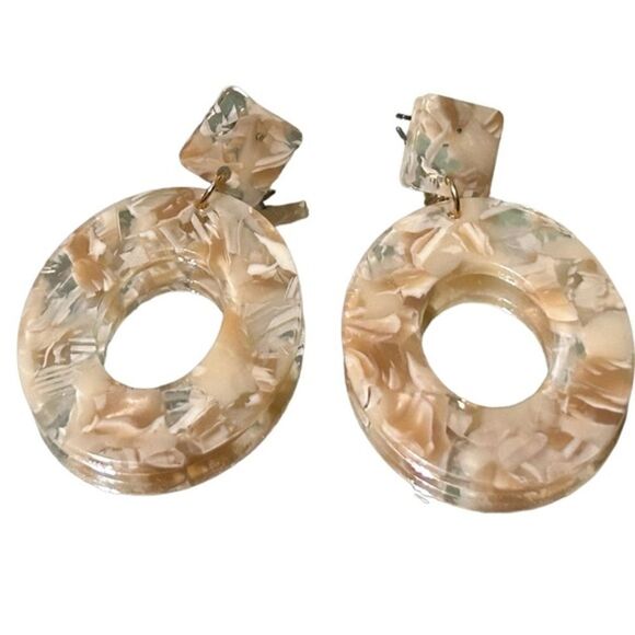 Tezra Beige Acrylic Earrings - Picture 1 of 2